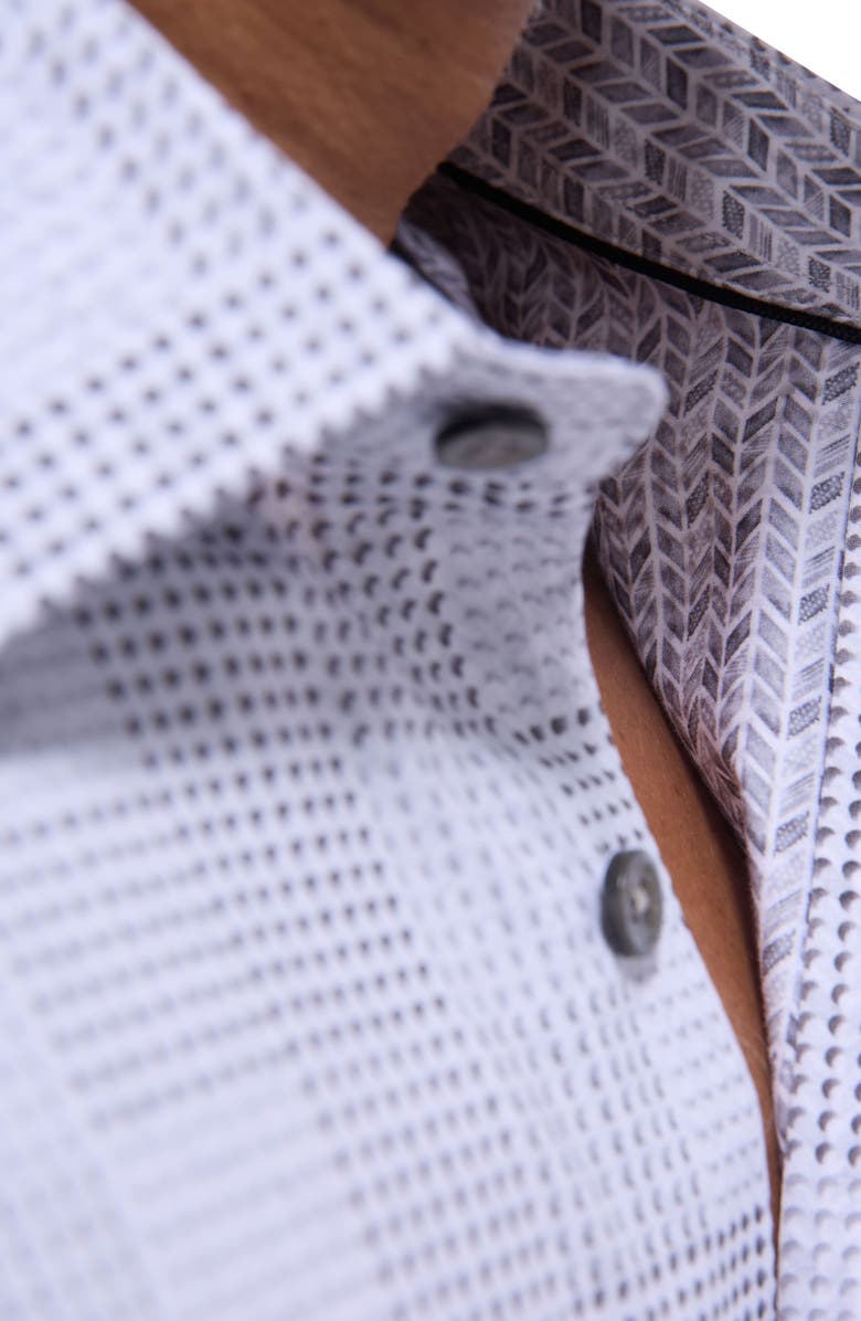 Bugatchi Jimmy OoohCotton<sup>®</sup> Mixed Print Button-Up Shirt, Alternate, color, Platinum