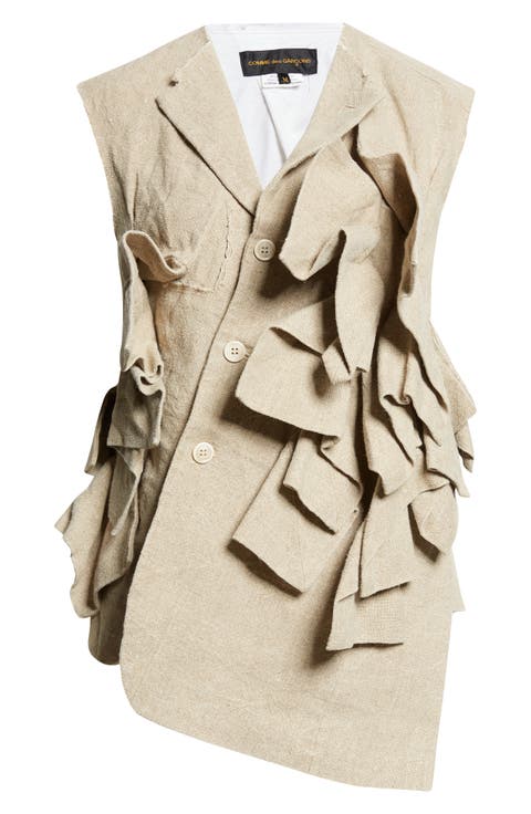 Asymmetric Heavyweight Linen Canvas Vest