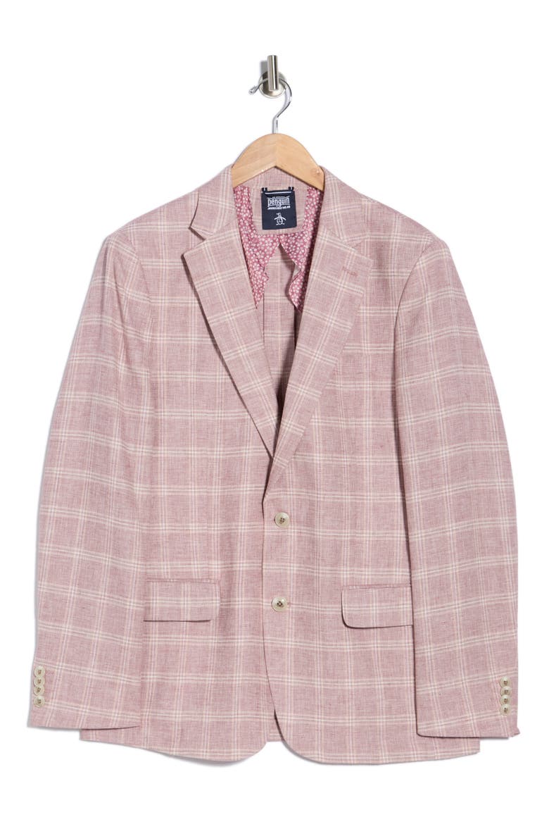 Pink Windowpane Plaid Linen & Cotton Sport Coat, Alternate, color, PINK