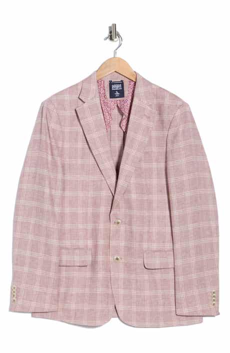 Original Penguin Pink Windowpane Plaid Linen & Cotton Sport Coat