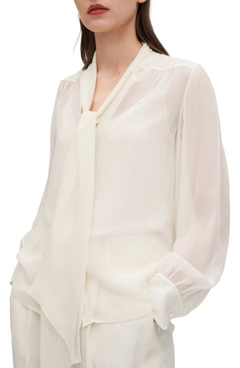 Bow Tie Sheer and Lightweight Silk Jasmine Blouse