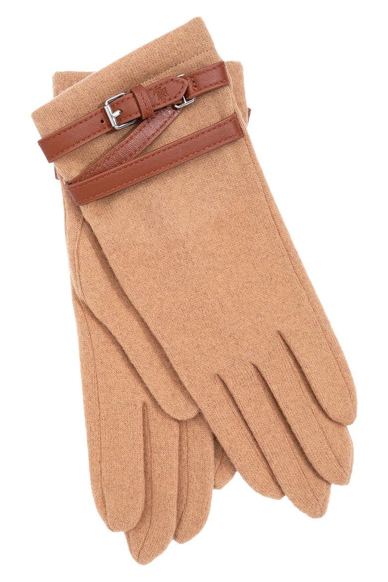 Belted Wool Blend Gloves, Alternate, color, CUOIO