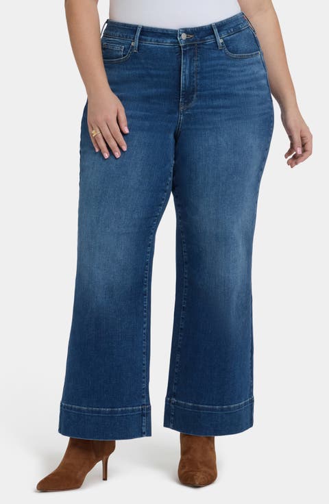 Teresa High Waist Wide Leg Jeans (Opera Blue) (Plus)