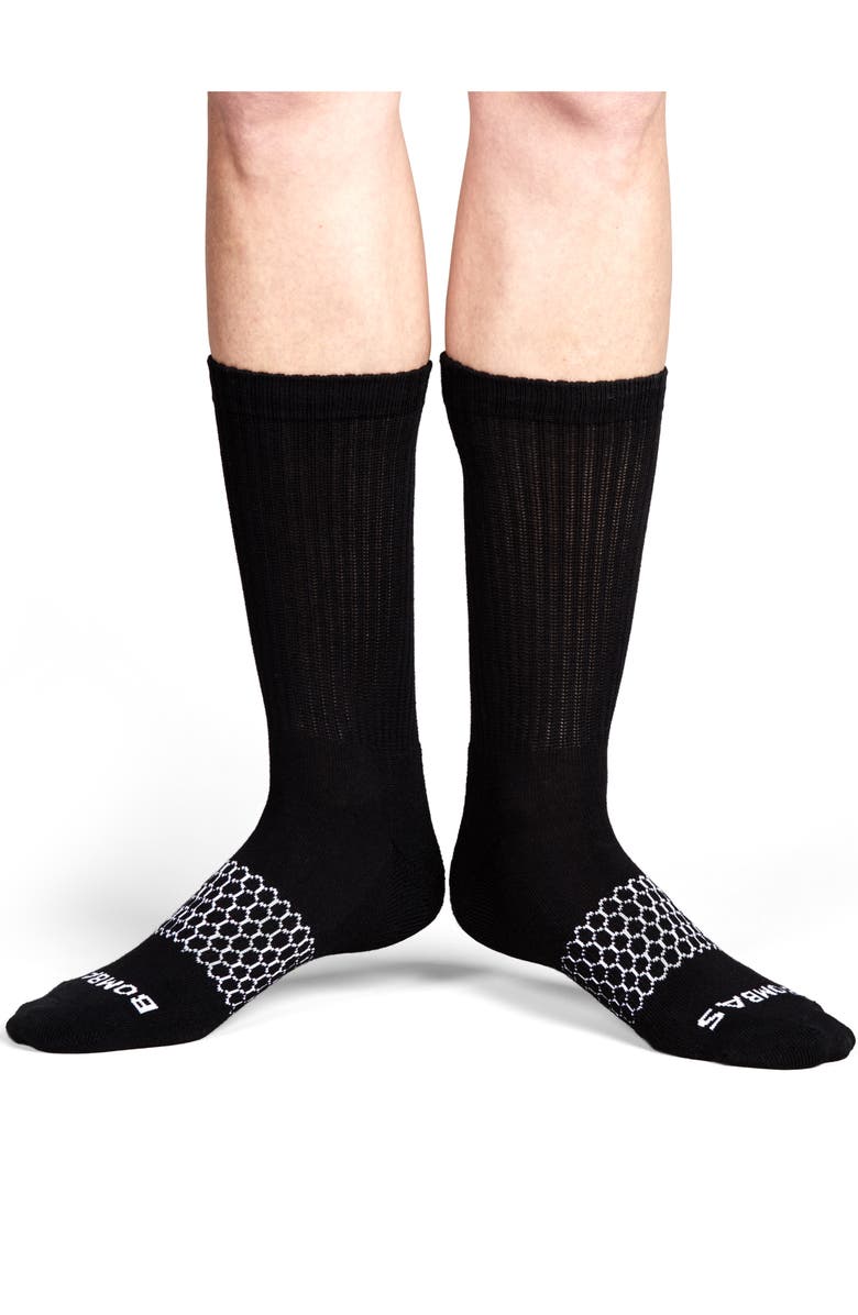 Bombas Solids Calf Socks, Alternate, color, Black