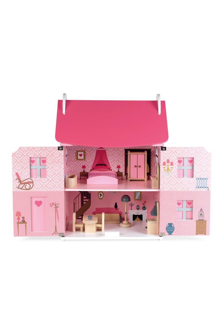 Wood Doll House, Alternate, color, PINK