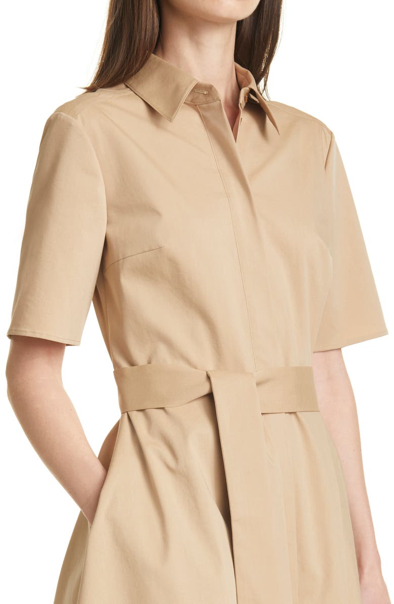 BOSS Daranda Cotton Blend Shirtdress, Alternate, color, Beige