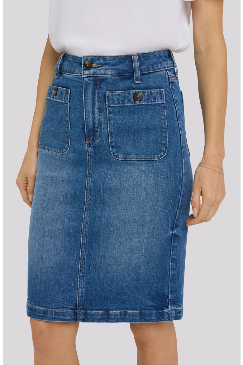 Patch Pocket Denim Skirt, Alternate, color, WILD RIVER