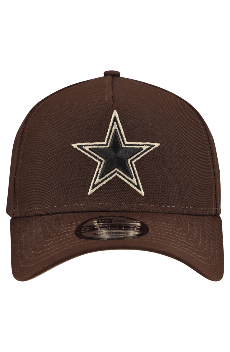 New Era Men's New Era  Dark Brown Dallas Cowboys Burnt Wood A-Frame 9FORTY Adjustable Hat, Alternate, color, Dark Brown
