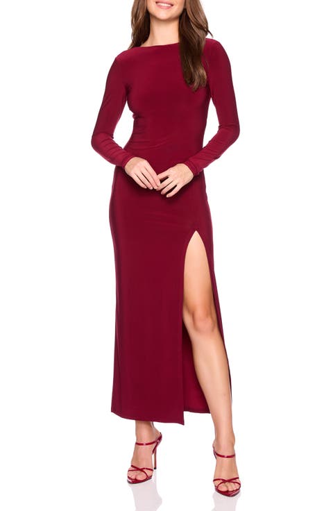 Long Sleeve Side Slit Maxi Dress