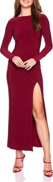 Susana Monaco Long Sleeve Side Slit Maxi Dress