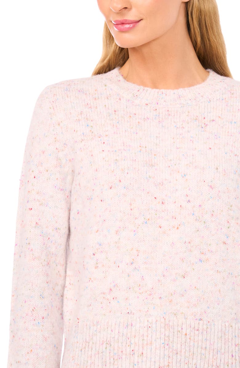 CeCe Confetti Ruffle Cuff Sweater, Alternate, color, Cream/ Rainbow