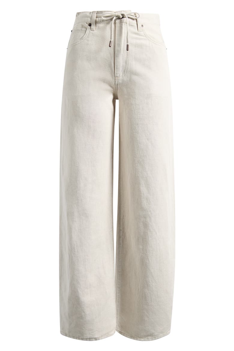 The Off Duty Drawstring Bow Cotton & Linen Jeans, Alternate, color, NATURAL ECRU