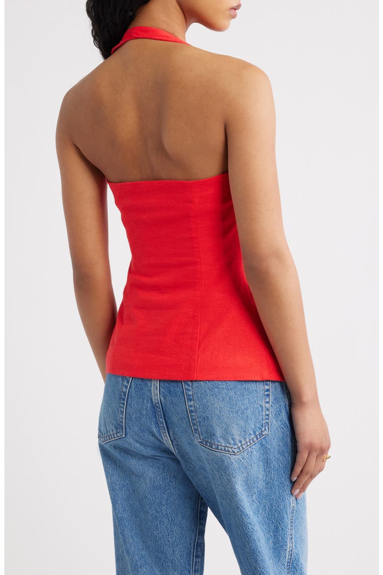 Linen Halter Vest, Alternate, color, RED TOMATO