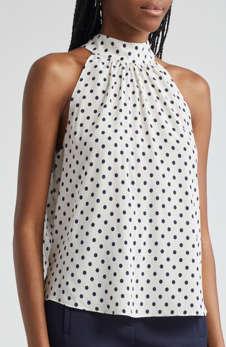 Veronica Beard Kovi Dot Print Stretch Silk Top, Alternate, color, 