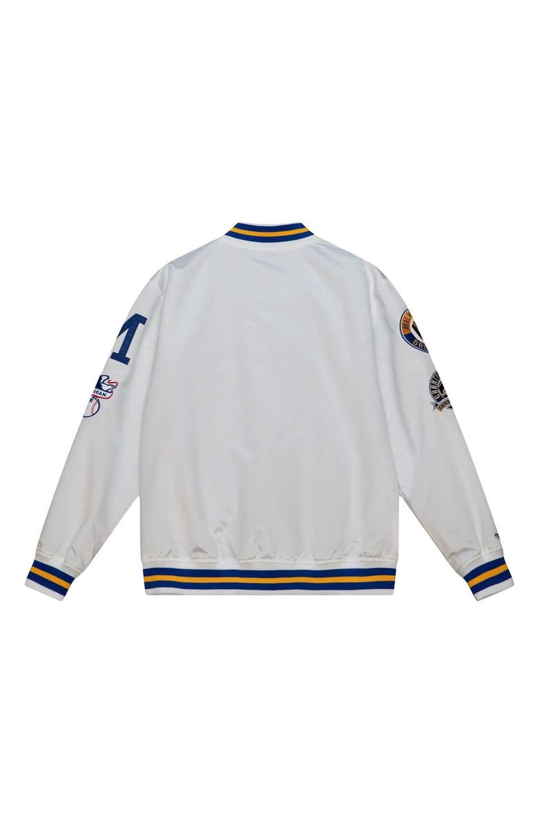 Mitchell & Ness Men's Mitchell & Ness White Milwaukee Brewers City Collection Satin Full-Snap Varsity Jacket, Alternate, color, White