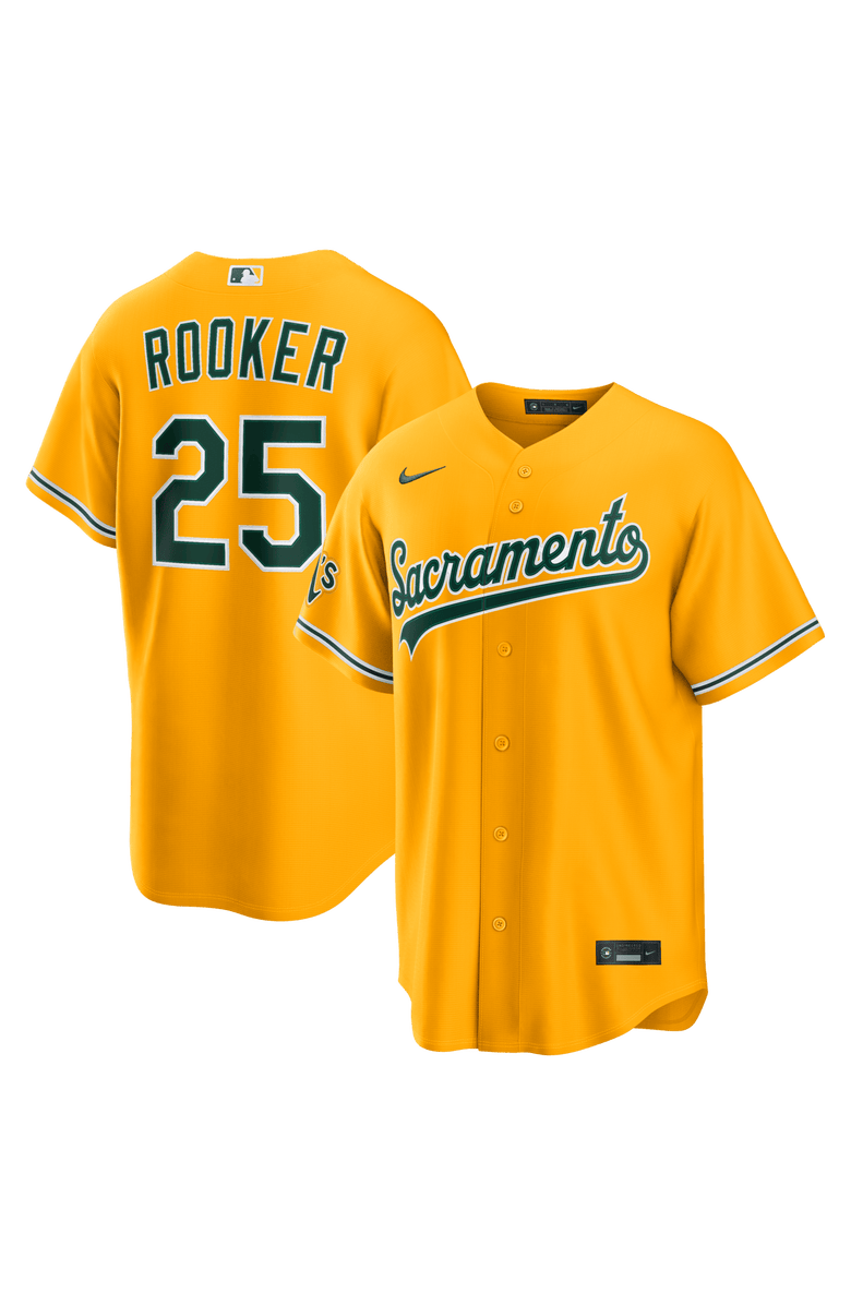 Nike Men's Nike Brent Rooker Gold Athletics Alternate Stadium Jersey, Main, color, Gold