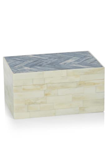 Zodax Mahar Herringbone Bone Decorative Box In Neutral