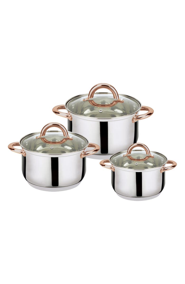 J AND V TEXTILES 6-Piece Stainless Steel Casserole Set, Main, color, Stainless Steel