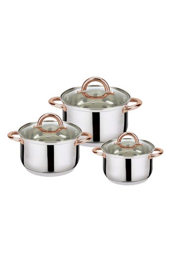 J&v Textiles J And V Textiles 6-piece Stainless Steel Casserole Set In Silver