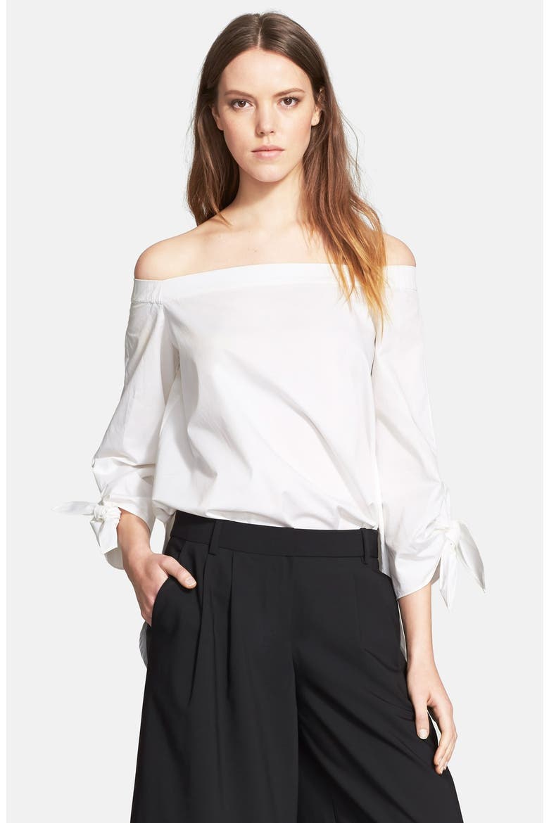 Off the Shoulder Cotton Poplin Tunic, Main, color, WHITE/ WHITE