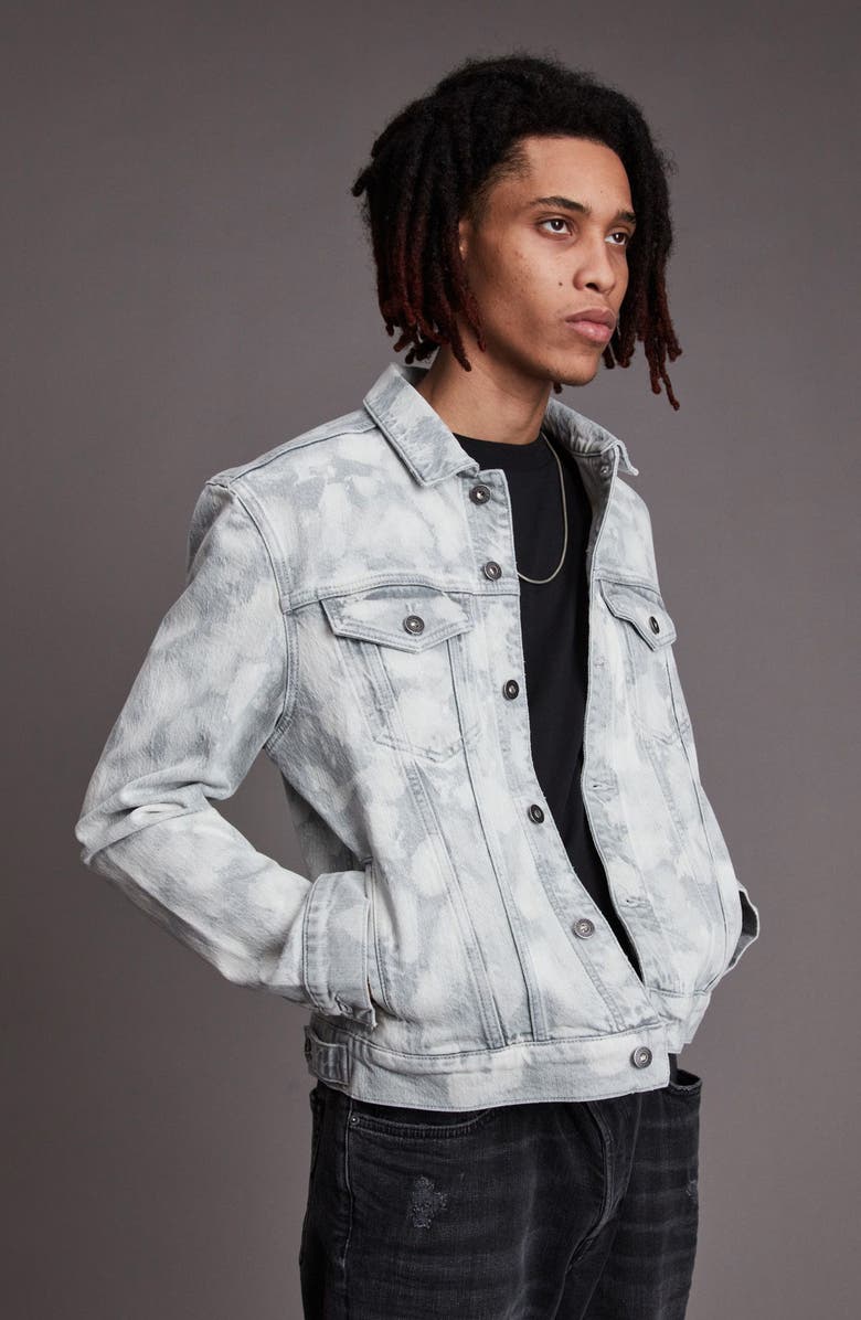 AllSaints Jupp Stretch Cotton Denim Jacket, Alternate, color, Bleached Grey