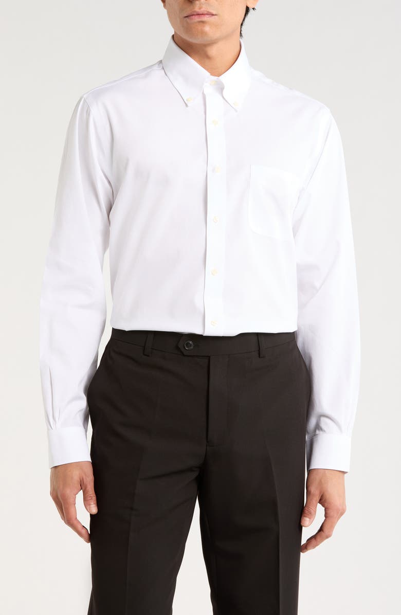 Brooks Brothers Solid Non-Iron Regular Fit Dress Shirt, Main, color, Solid White