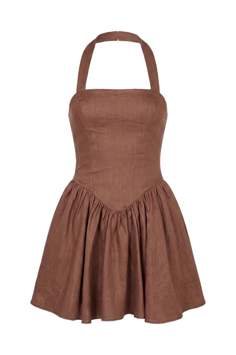 Amalie Linen Dress, Alternate, color, Mocha