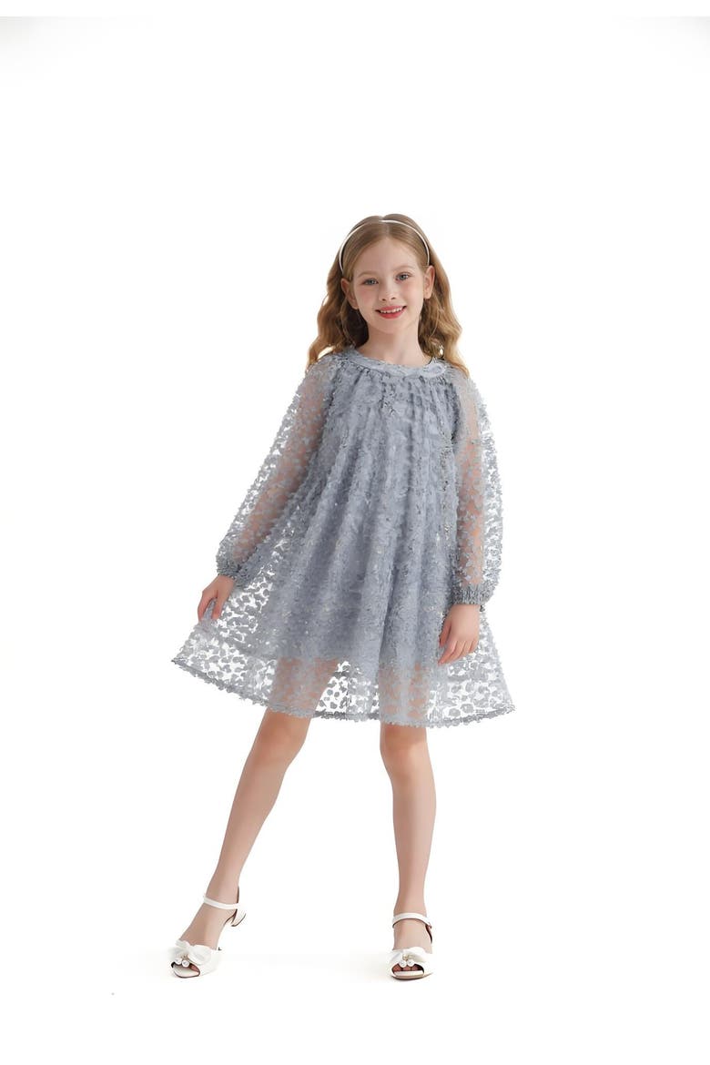 Sheer Floral Dress, Alternate, color, Blue