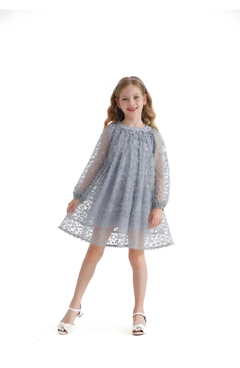 Sweet Cactus Sheer Floral Dress, Alternate, color, Blue