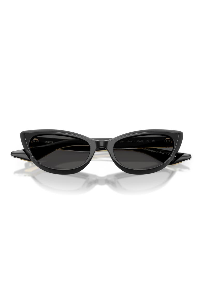 53mm Khaite Cat Eye Sunglasses, Alternate, color, BLACK / GREY