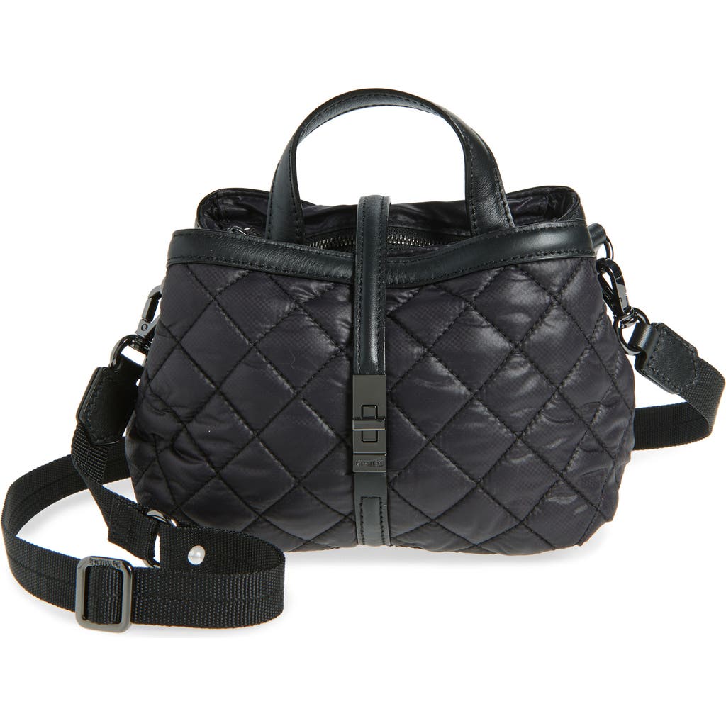 Mz Wallace Mini Astor Diamond Quilted Top Handle Bag In Black