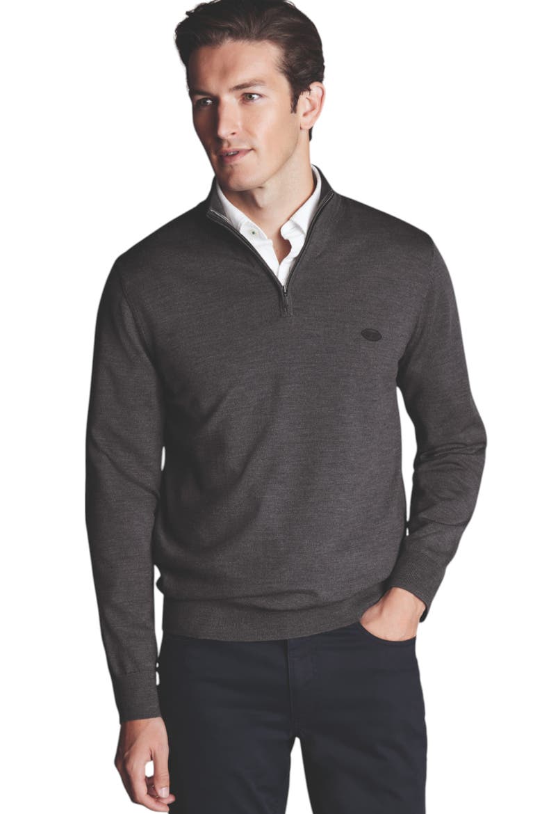 New York Jets Merino Zip Neck Sweater, Main, color, Grey