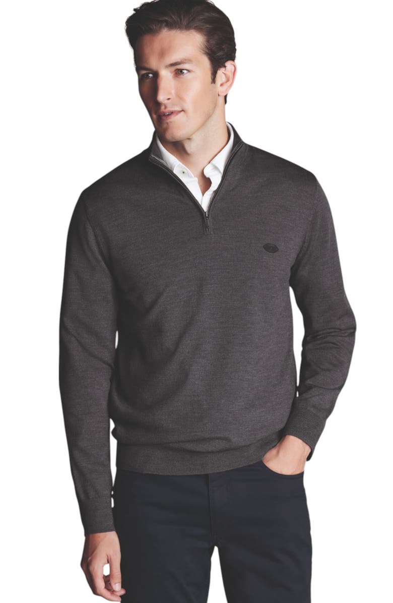 Charles Tyrwhitt New York Jets Merino Zip Neck Sweater, Main, color, Grey