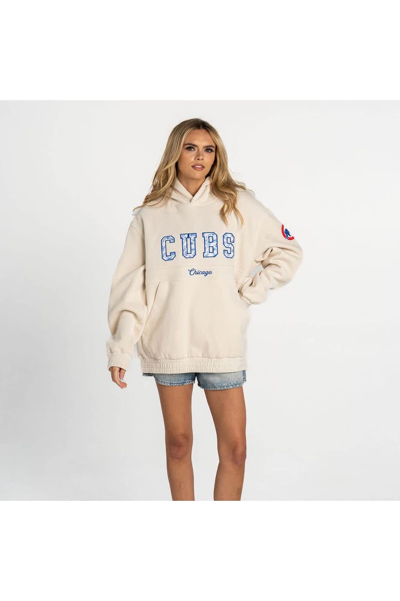 Women's The Wild Collective  Cream Chicago Cubs Oversized Cord Tri-Blend Hoodie, Main, color, Cream