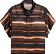 Sacai Short Sleeve Mixed Media Button-Up Shirt