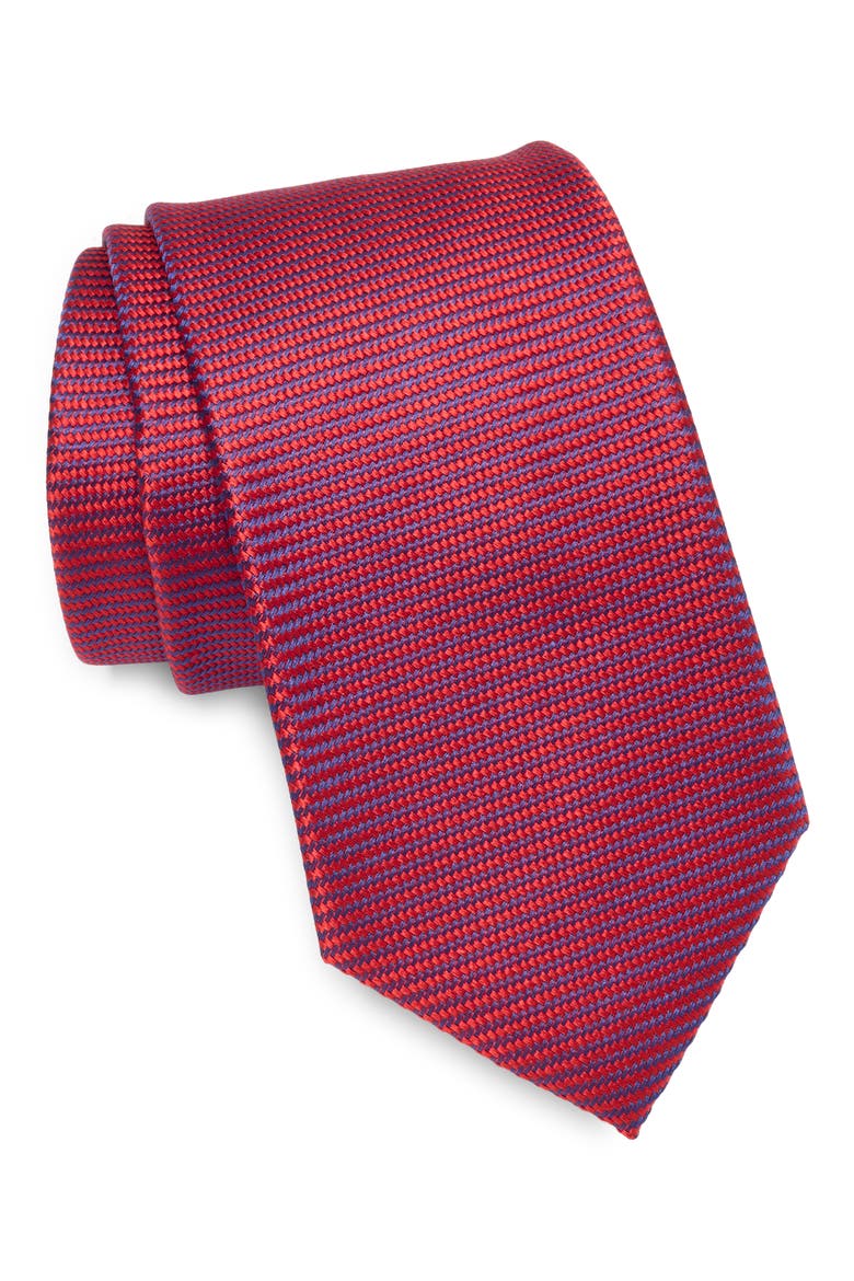 Underhill Stripe Silk Blend Tie, Main, color, RED
