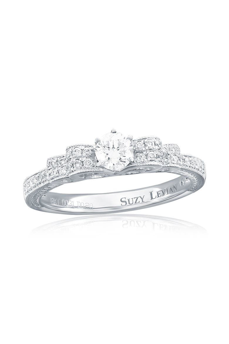 18K White Gold 0.31ct GIA-Certified Diamond & 0.20cttw Diamond Ring, Main, color, White Gold