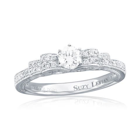 18K White Gold 0.31ct GIA-Certified Diamond & 0.20cttw Diamond Ring