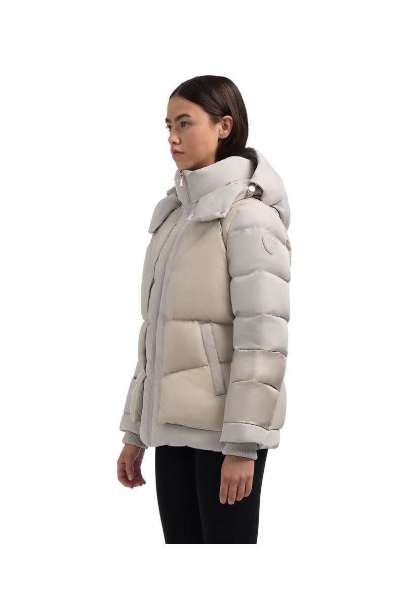 Vega Mixed Media Puffer Jacket with Removable Hood, Alternate, color, Champagne