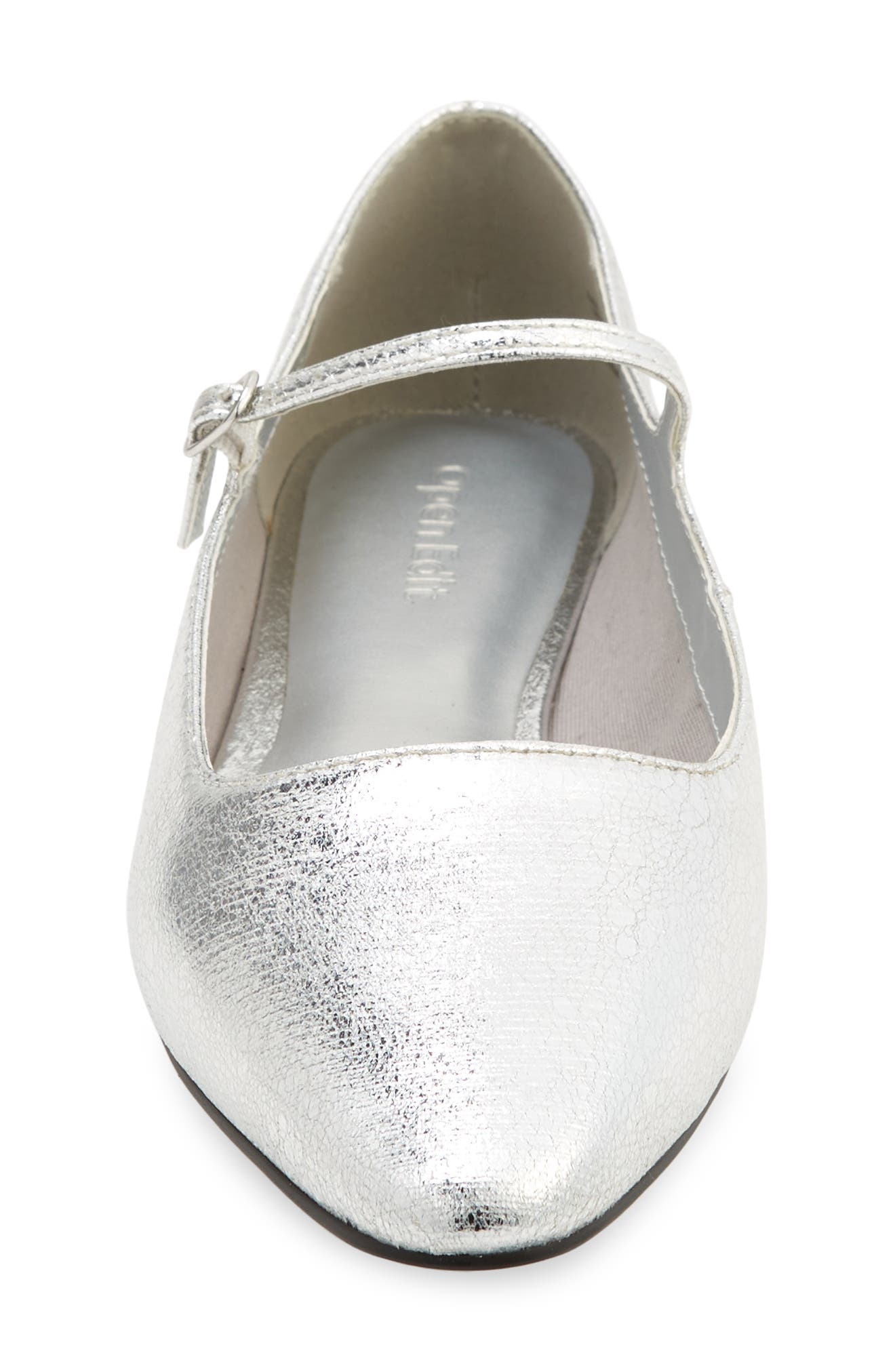Regina Mary Jane Pointed Toe Flat, Alternate, color, SILVER METALLIC