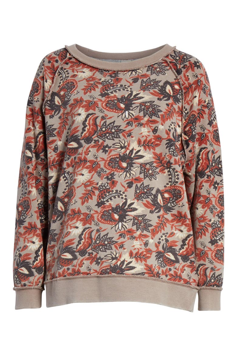 Go on Get Floral Sweatshirt, Alternate, color, BROWN