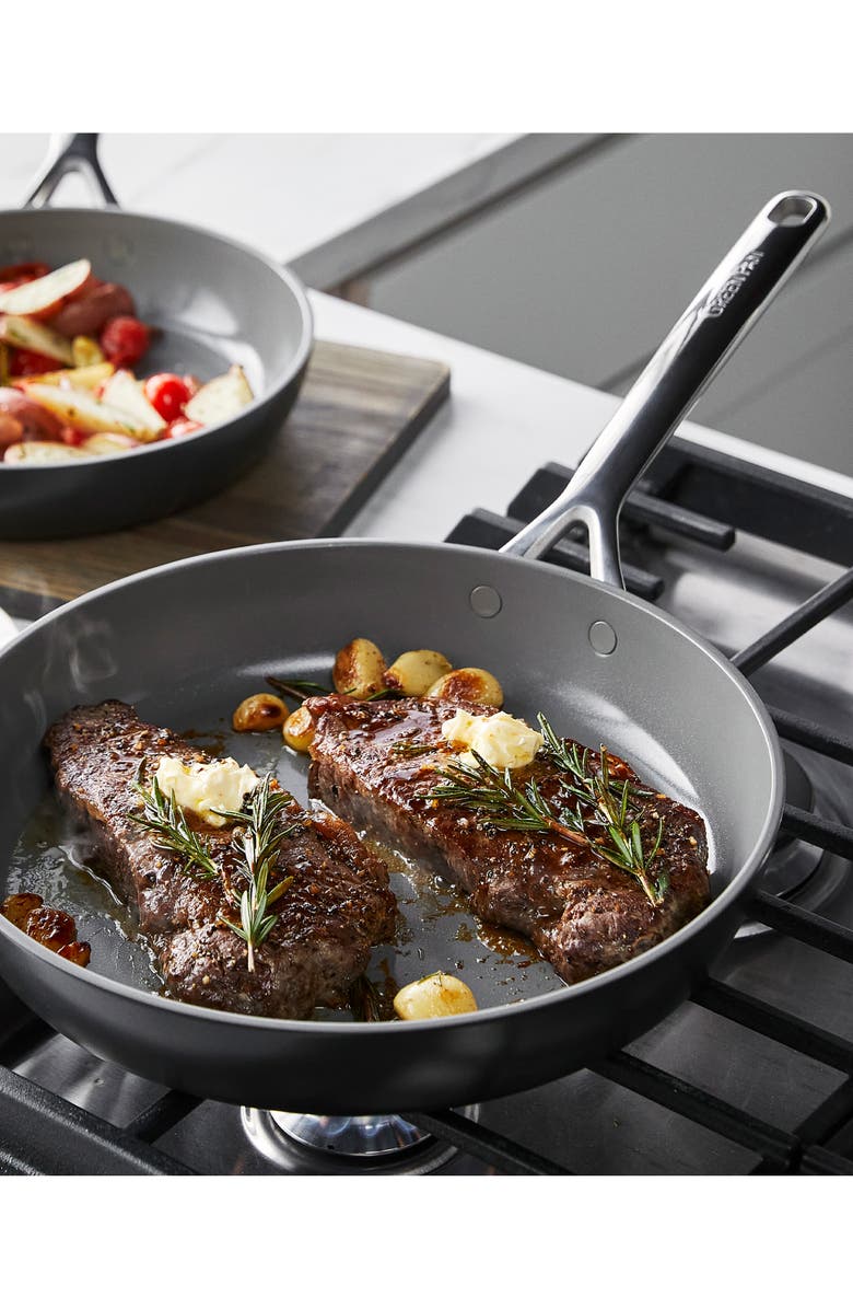 GreenPan GP5 10-Inch & 12-Inch Anodized Aluminum Ceramic Nonstick Frying Pan Set, Alternate, color, Cocoa