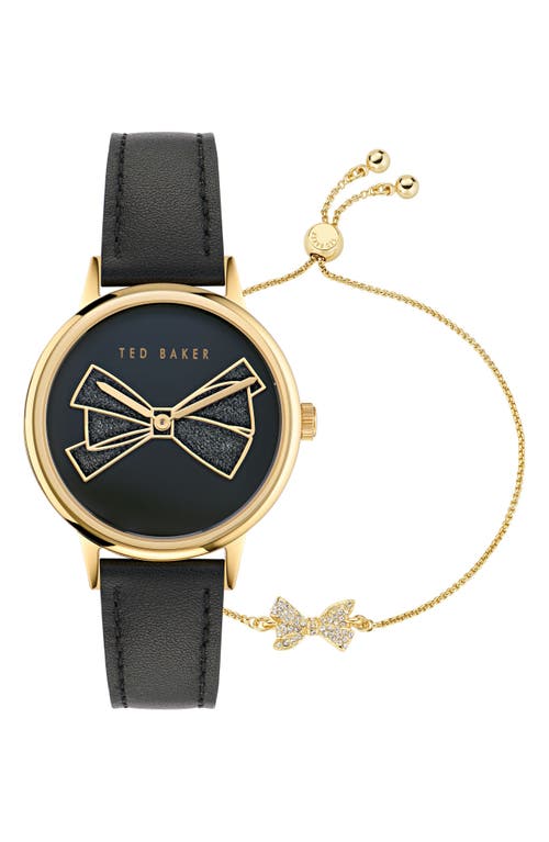 Ted Baker Phylipa Leather Strap Watch & Bracelet Set, 36mm In Black