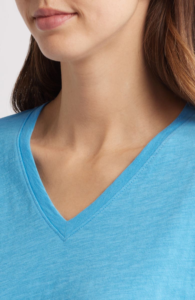 Eileen Fisher Easy V-Neck Organic Cotton T-Shirt, Alternate, color, Azure