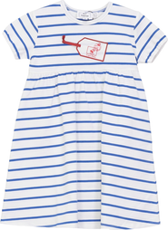 Jolie Capri Striped Tag Applique Stretch Cotton Gathered Waist Dress