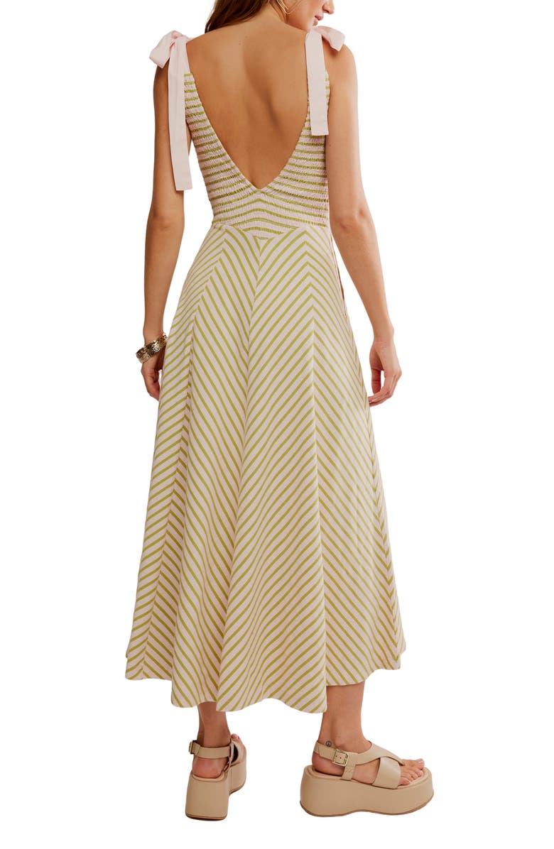 Free People Cecelia Stripe Tie Shoulder Midi Dress, Alternate, color, Palma Combo