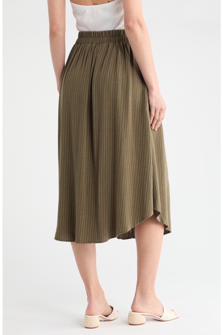 Stripe Tie Waist Midi Skirt, Alternate, color, OLIVE