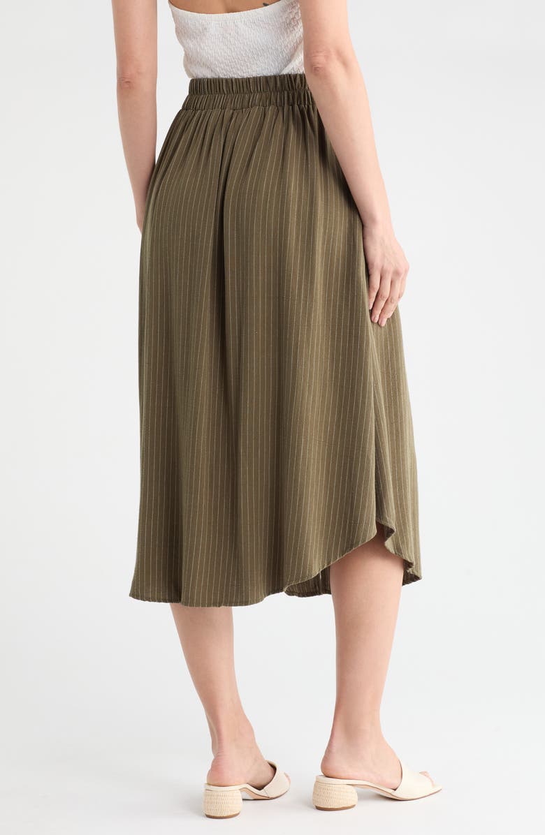 Renee C Stripe Tie Waist Midi Skirt, Alternate, color, Olive