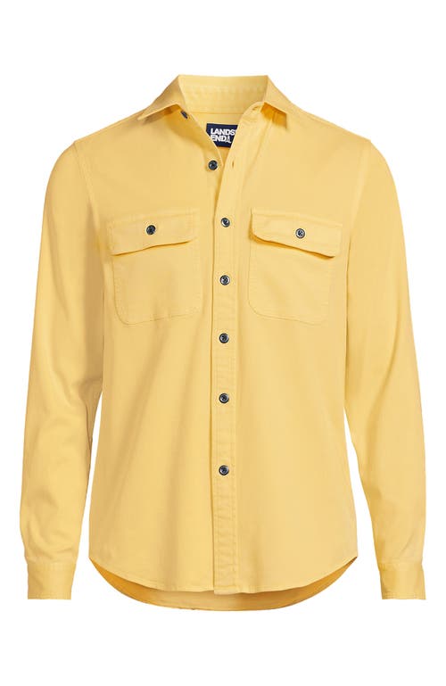 Lands' End Sun Washed Overshirt In Yellow
