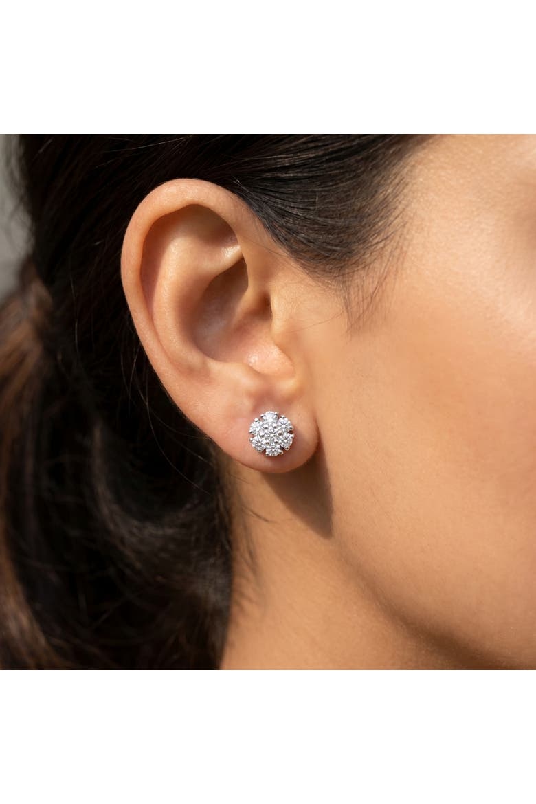 1Ct Diamond Cluster Pave Studs Screwback Earrings 14k Gold Lab Grown, Alternate, color, Yellow Gold